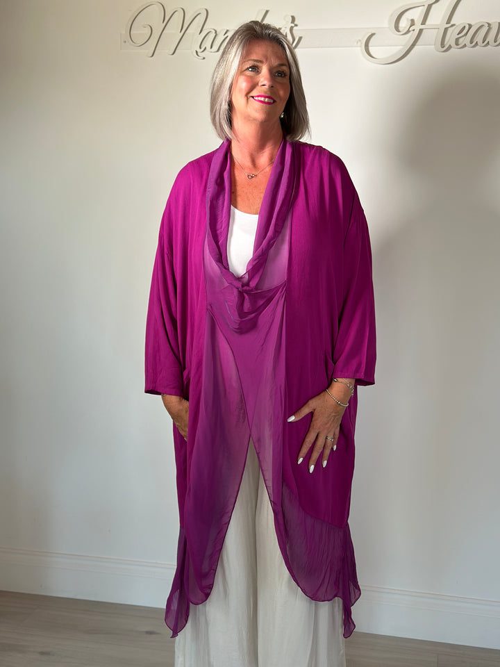 Silk Crossover Tunic | Magenta