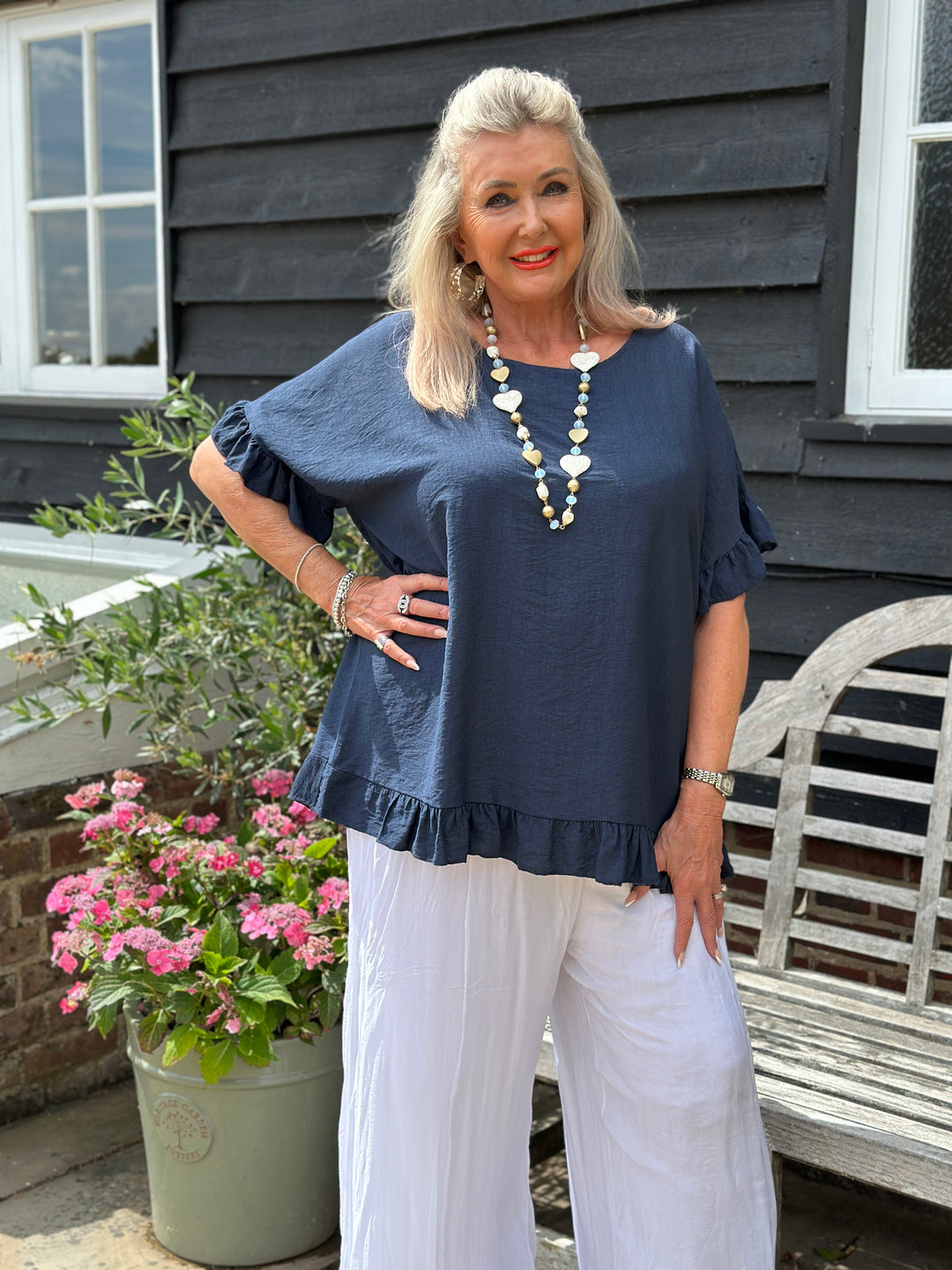 Rosie Ruffle Top | Navy