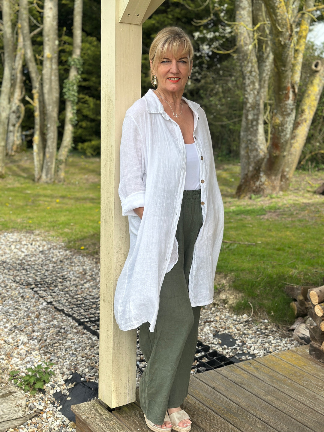 Floaty Linen Trouser | Khaki