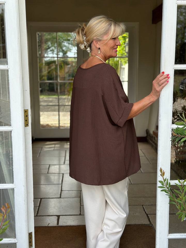 Everyday Essential Relaxed Top | Chocolate Brown