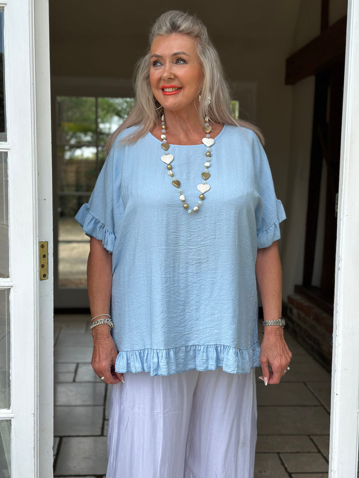 Rosie Ruffle Top | Sky Blue