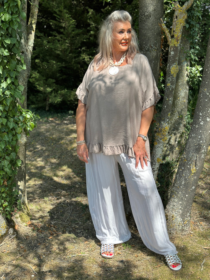 Rosie Ruffle Top | Taupe
