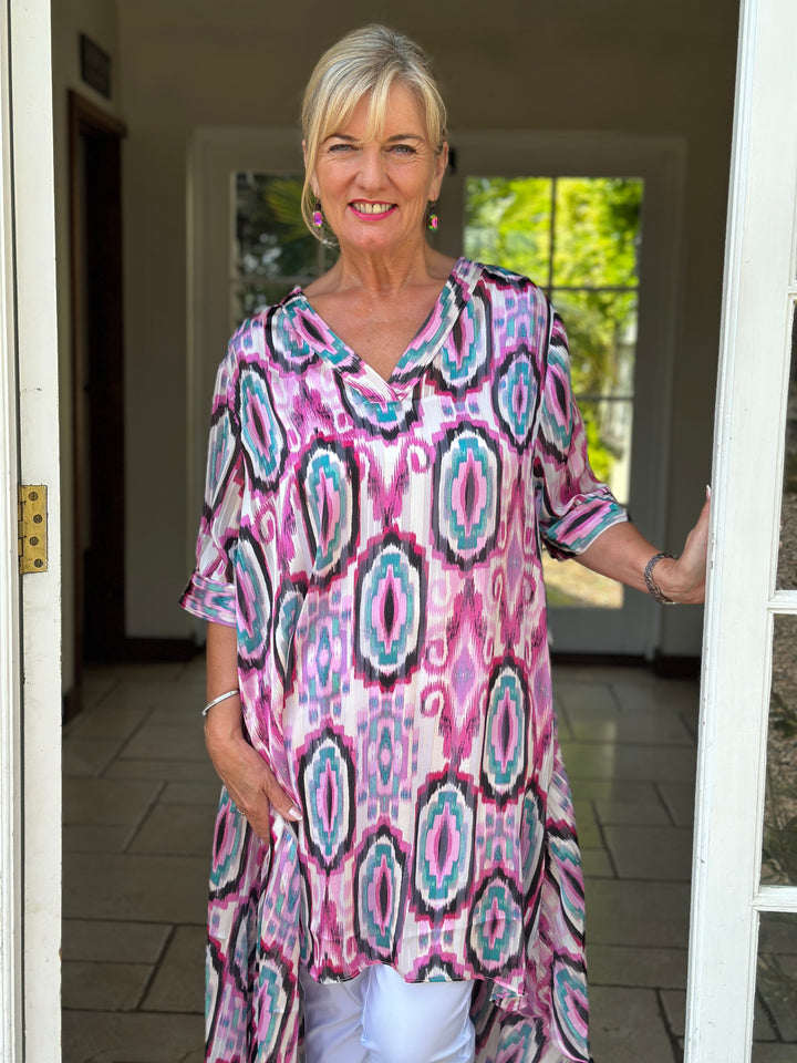 Multi Print Midi Tunic - Malissa J | Pink