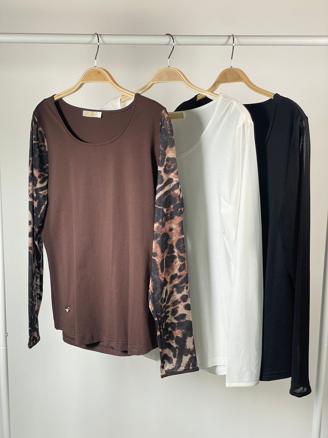 Sheer Long Sleeve Top - Malissa J | Chocolate Brown/Leopard