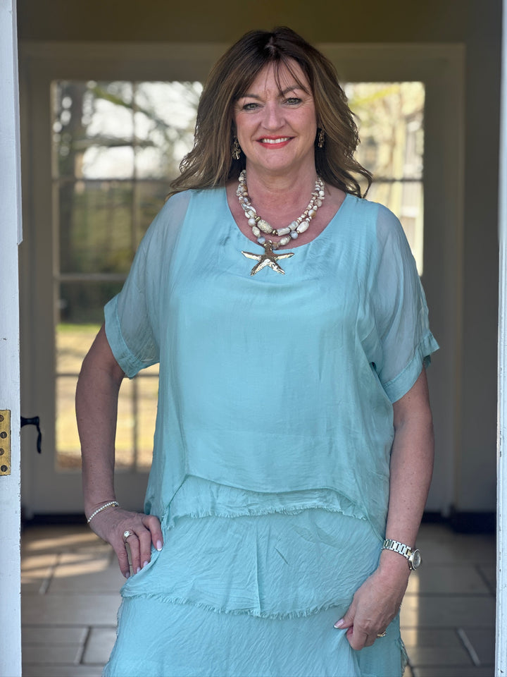 Silk Tiered Ruffle Dress | Mint