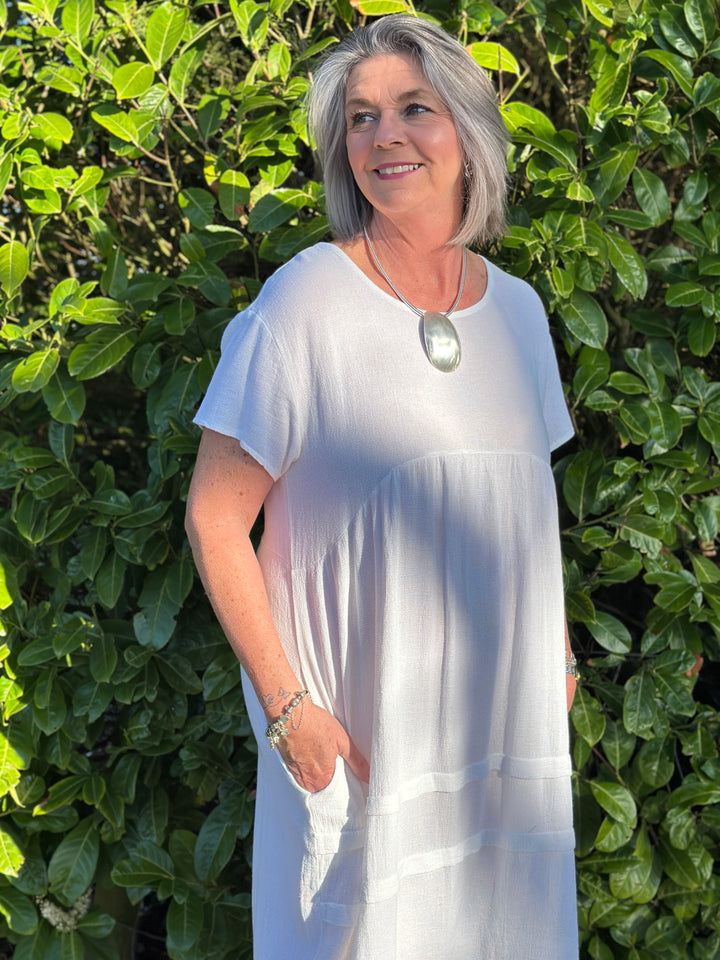 Relaxed Linen Dress | White