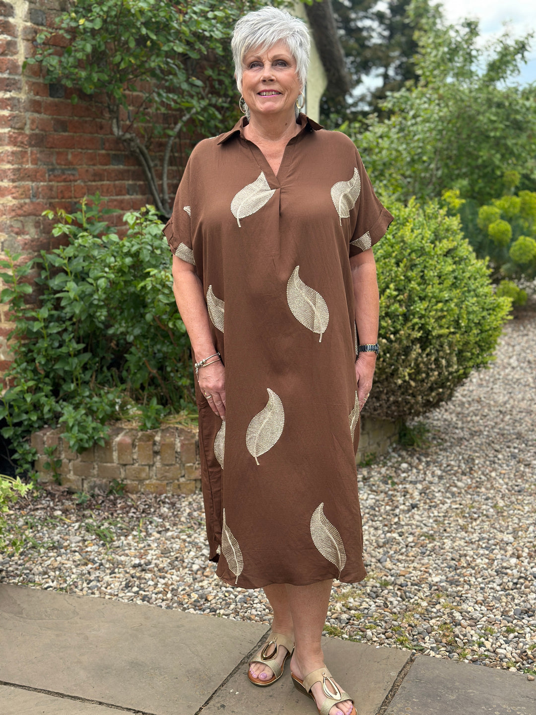 Shimmer Leaf Tunic Dress | Chocolate Shimmer Leaf Tunic Dress | Chocolate