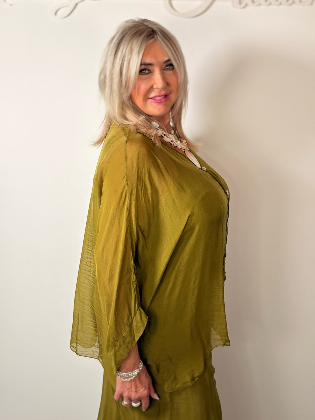 Naomi Silk Blouse | Olive