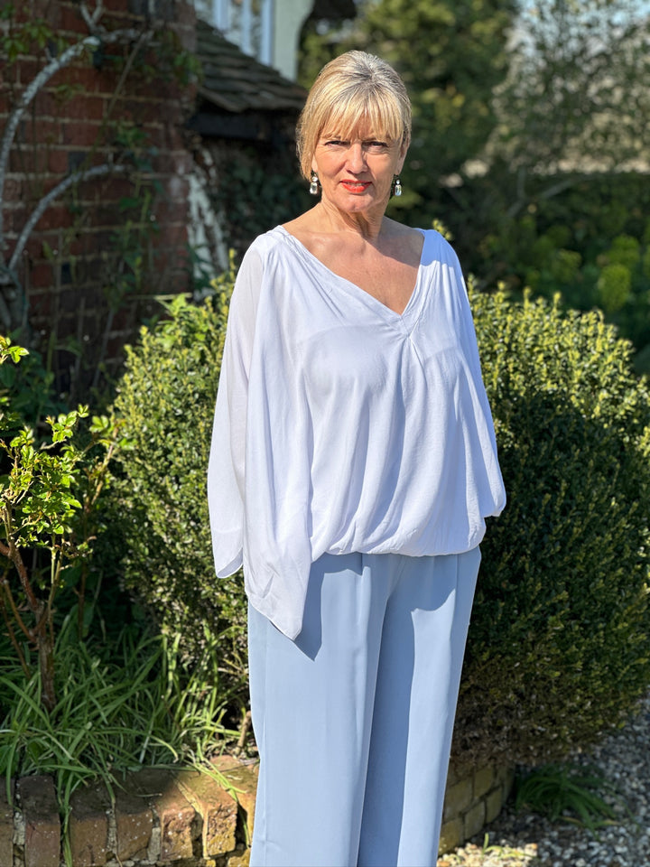 Floaty Cold Shoulder Blouse | White