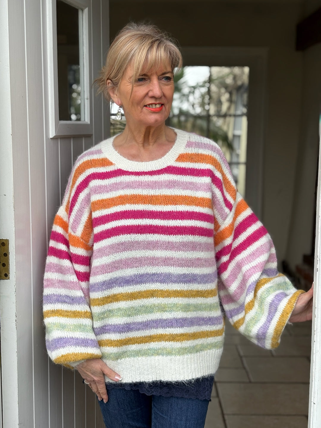 Multi Stripe Colour Jumper | Rainbow