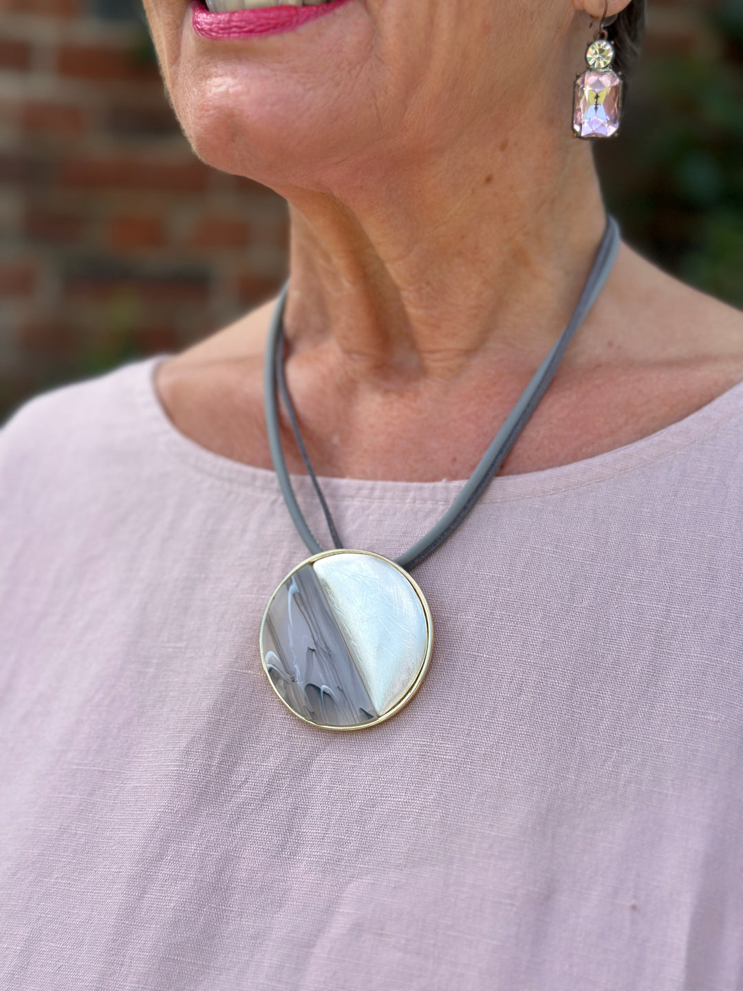 Two-Tone Moon Short Necklace | Silver & Gold