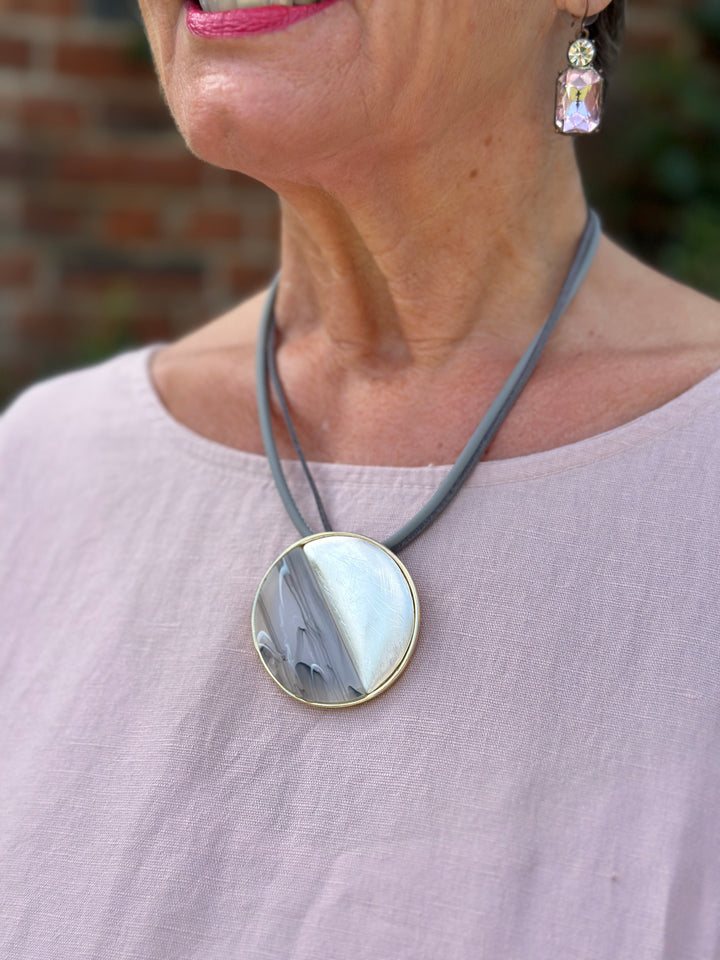 Two-Tone Moon Short Necklace | Silver & Gold