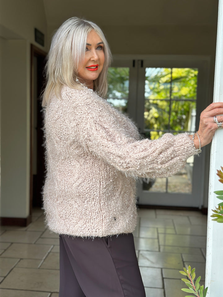 Cable Knit Shimmer Jumper - Malissa J | Blush