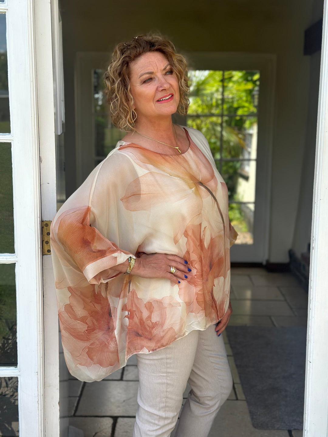 Botanical Mia Silk Blouse | Peach