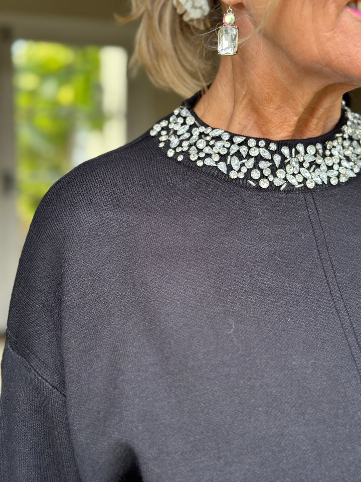 Embellished Neckline Jumper - Malissa J | Black