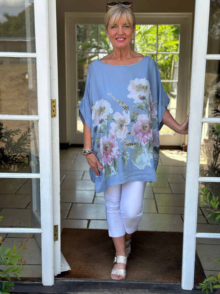 Floral Soft Ovesized Top | Denim