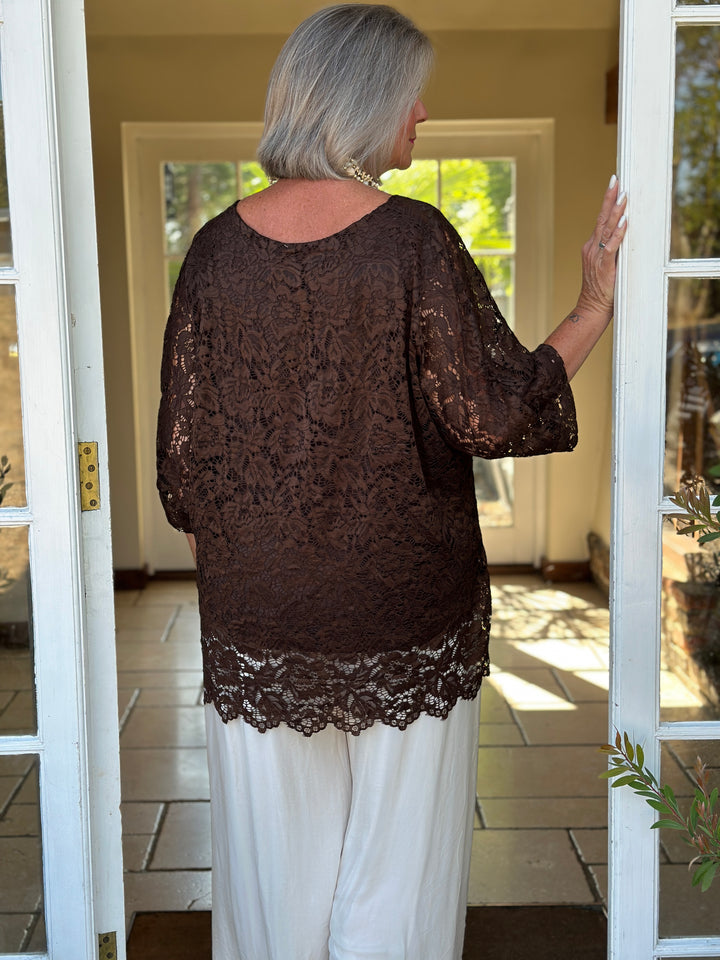 Isabelle Lace Top | Chocolate Brown