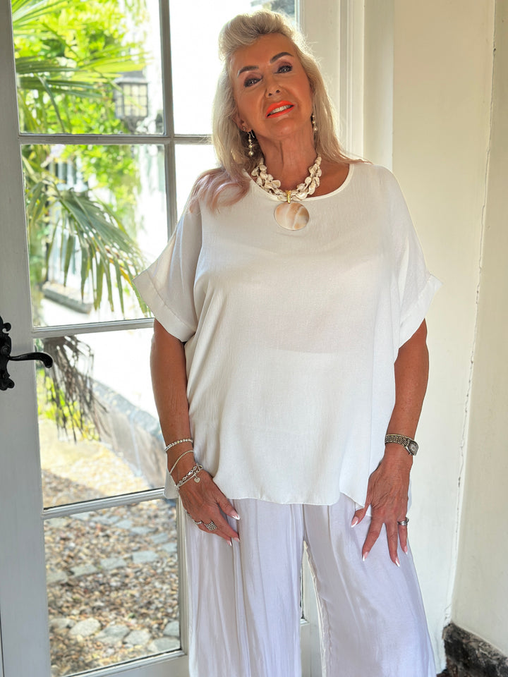 Oversized Staple Top | White