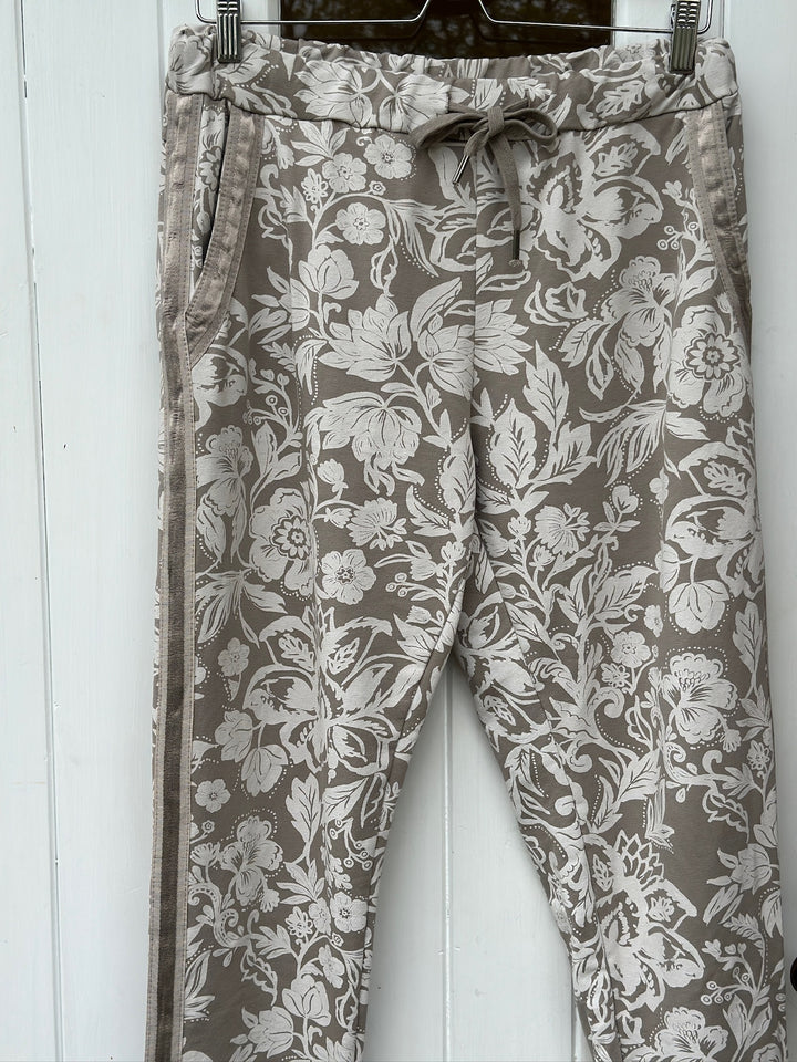 Floral Print Slim Fit Premium Trouser | Taupe