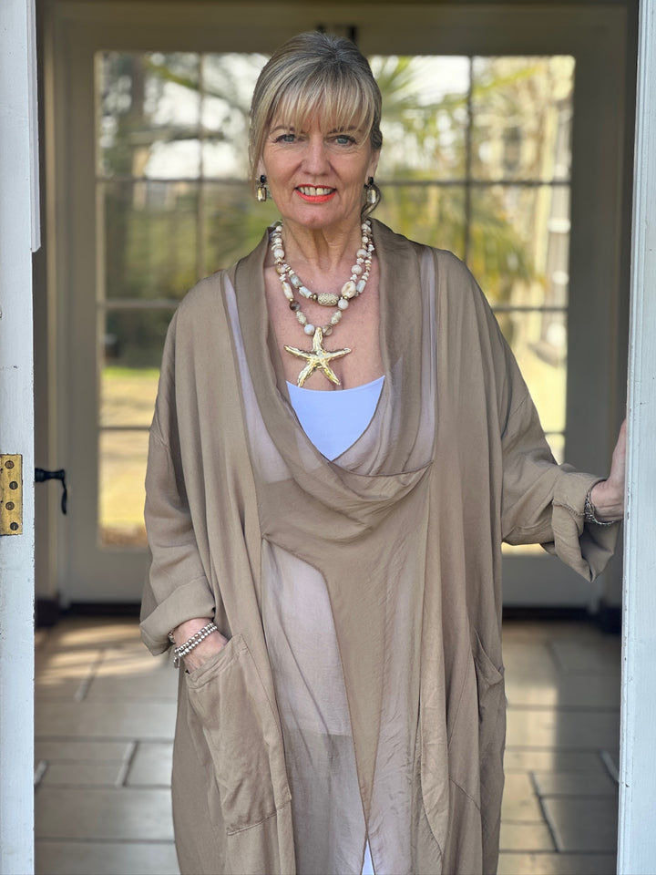 Silk Crossover Tunic | Coffee