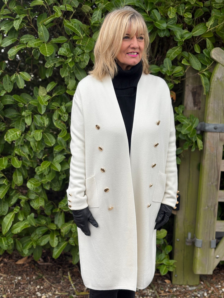 Button Detail Longline Jacket | Cream