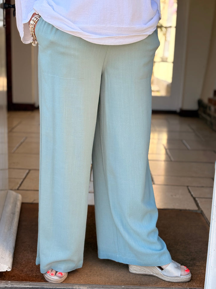 Linen-Blend Trousers | Duck Egg