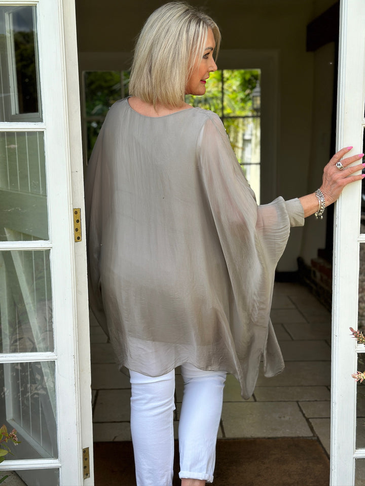 Bella Silk Blouse | Taupe