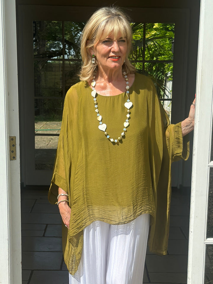 Mia Silk Blouse | Olive