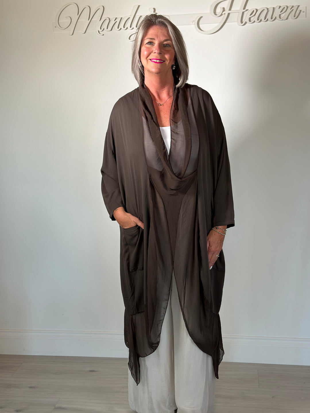 Silk Crossover Tunic | Chocolate Brown