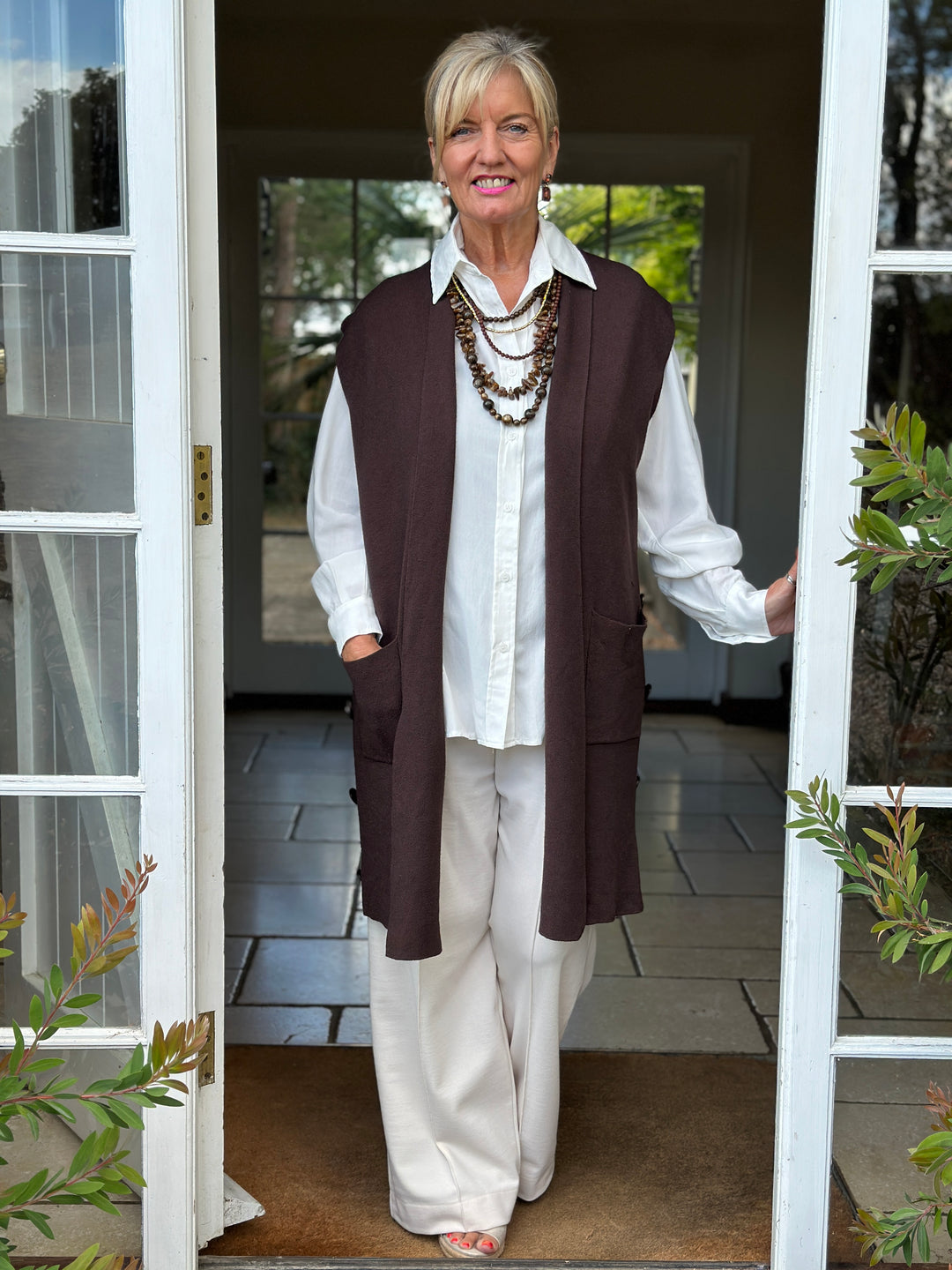 Button Pocket Gilet | Chocolate Brown