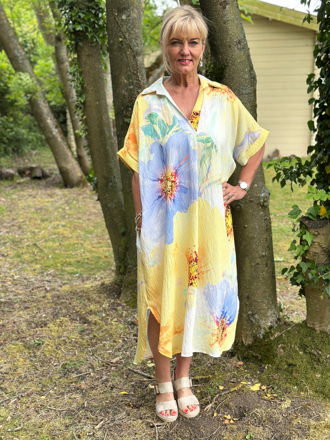 Watercolour Floral Sun Dress | Lemon