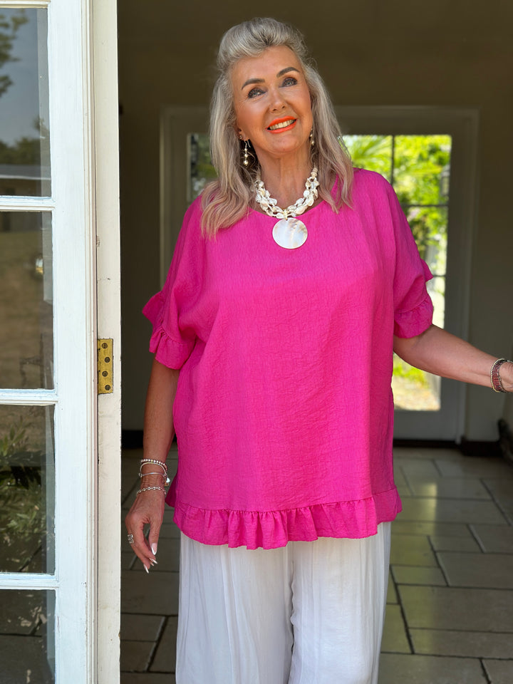 Rosie Ruffle Top | Fuchsia
