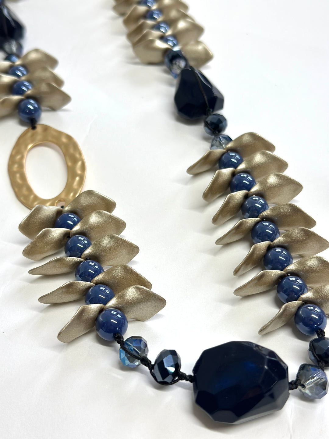 Leaf Cluster Long Necklace | Blue