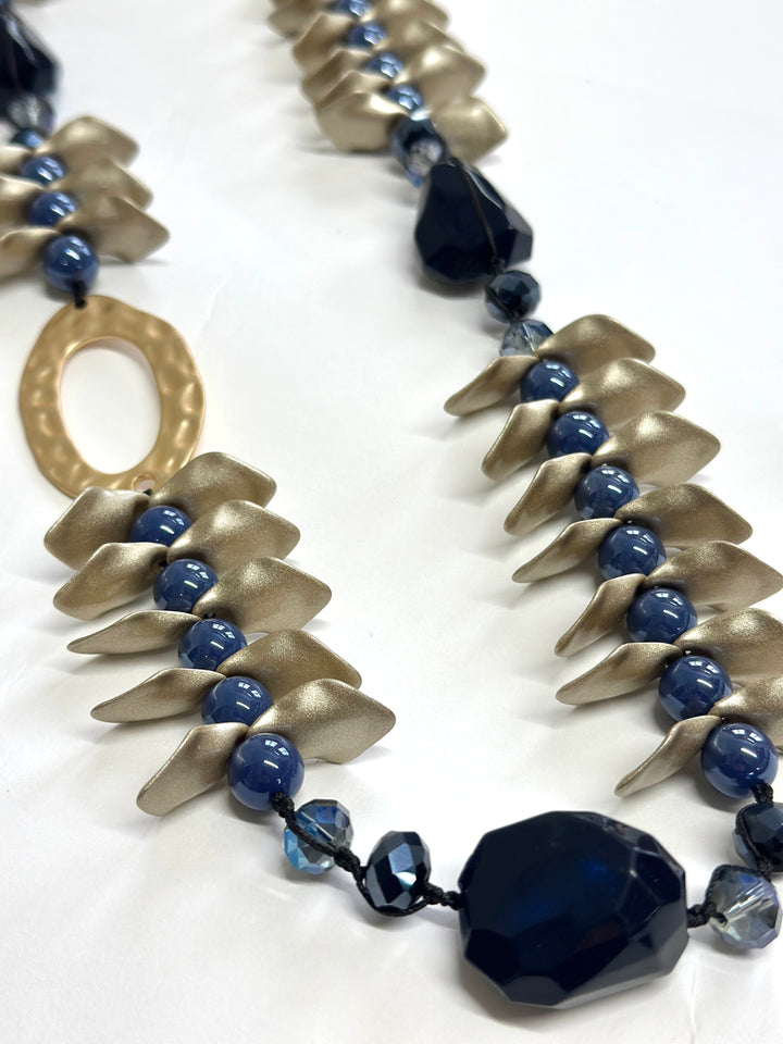 Leaf Cluster Long Necklace | Blue
