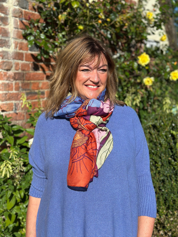 Peonies Scarf | Maroon