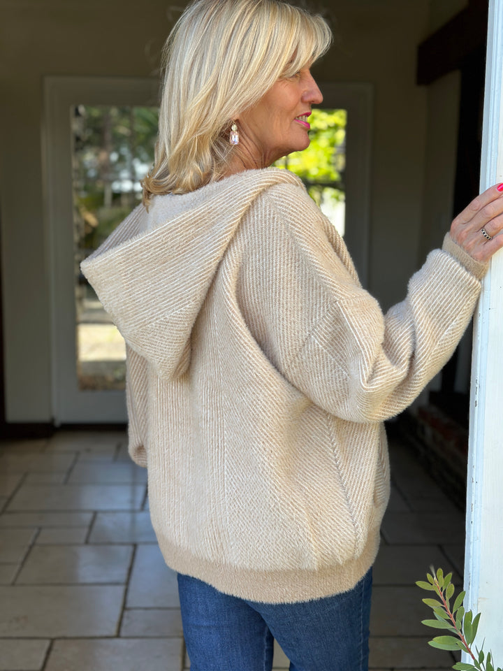 Soft Touch Zip-Through Hoodie | Camel