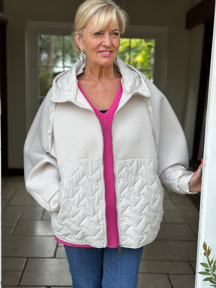 Textured Quilted Zip Jacket | Cream