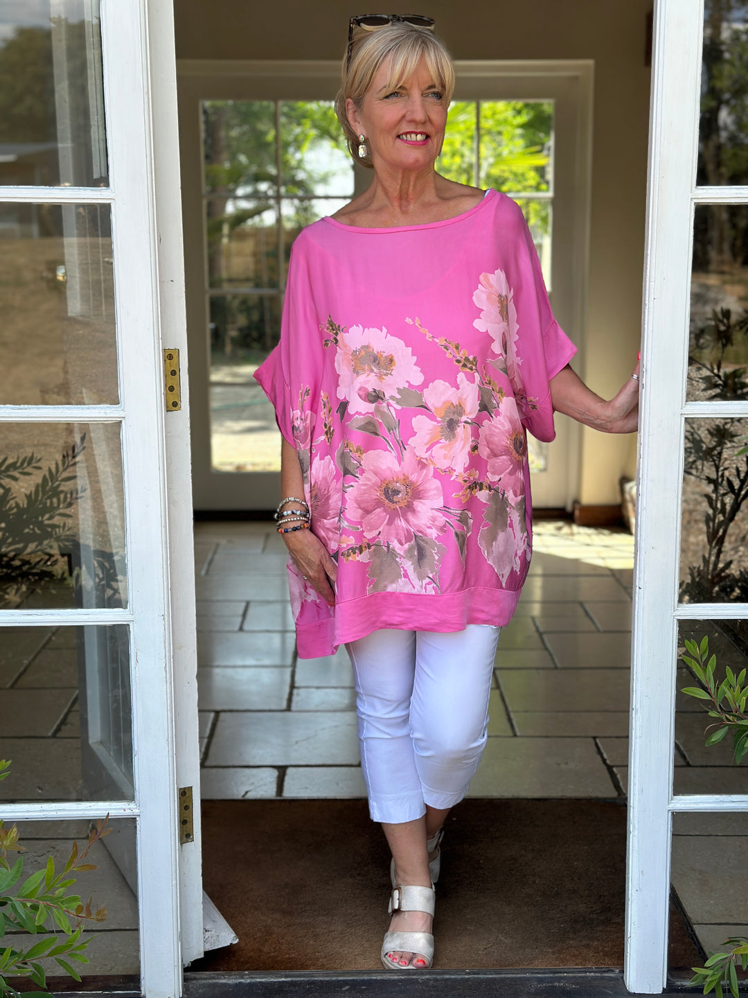 Floral Soft Ovesized Top | Fuchsia