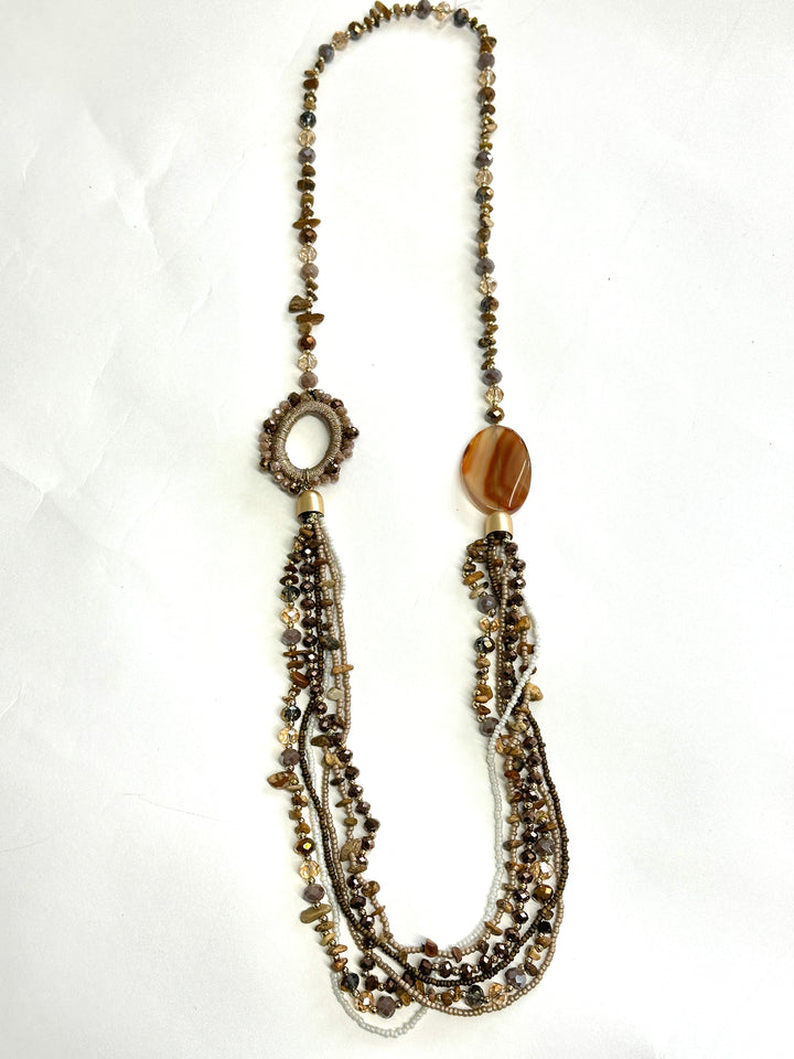 Multi-Strand Cascade Necklace | Brown