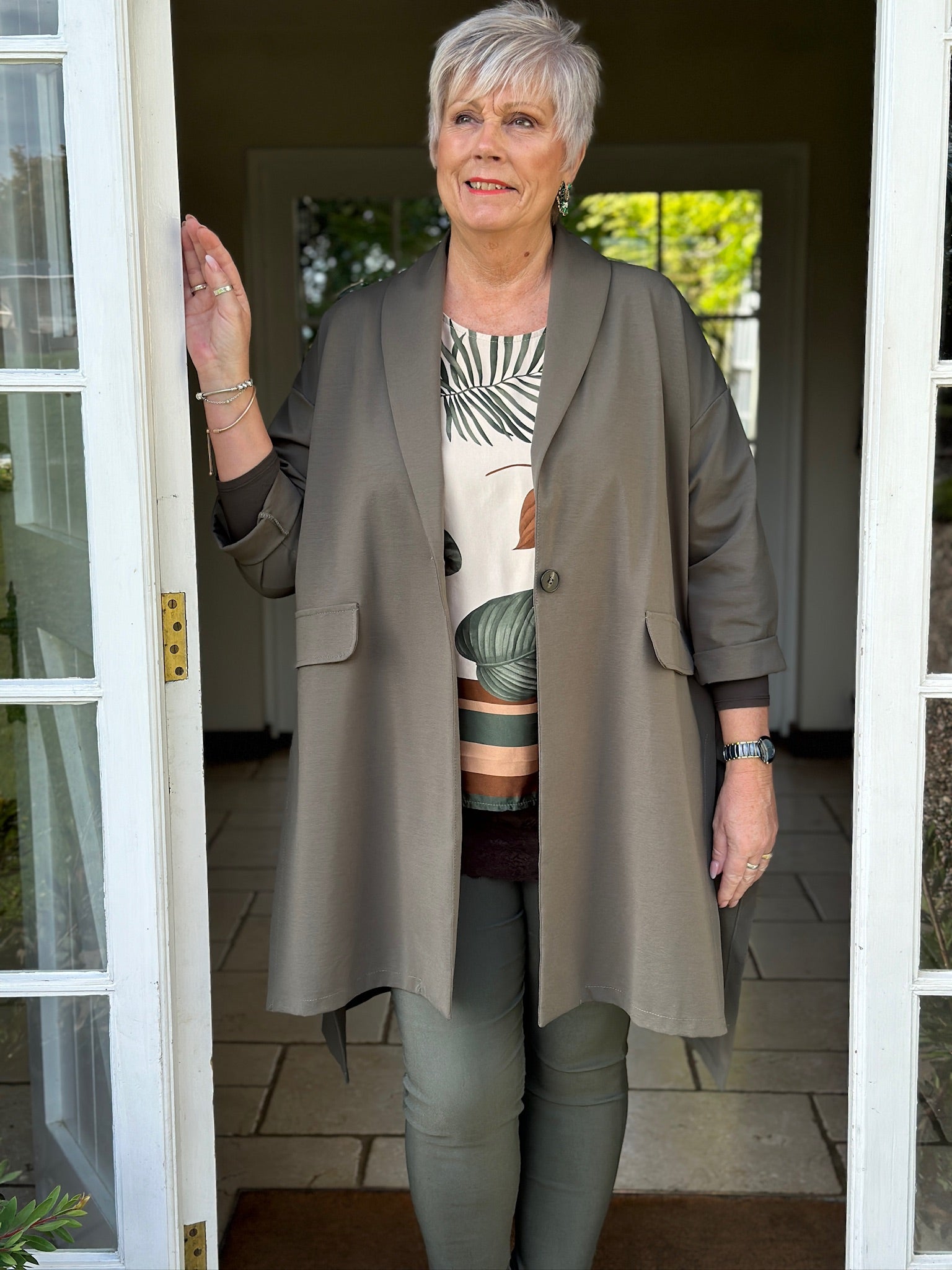 Relaxed Long Line Blazer Khaki