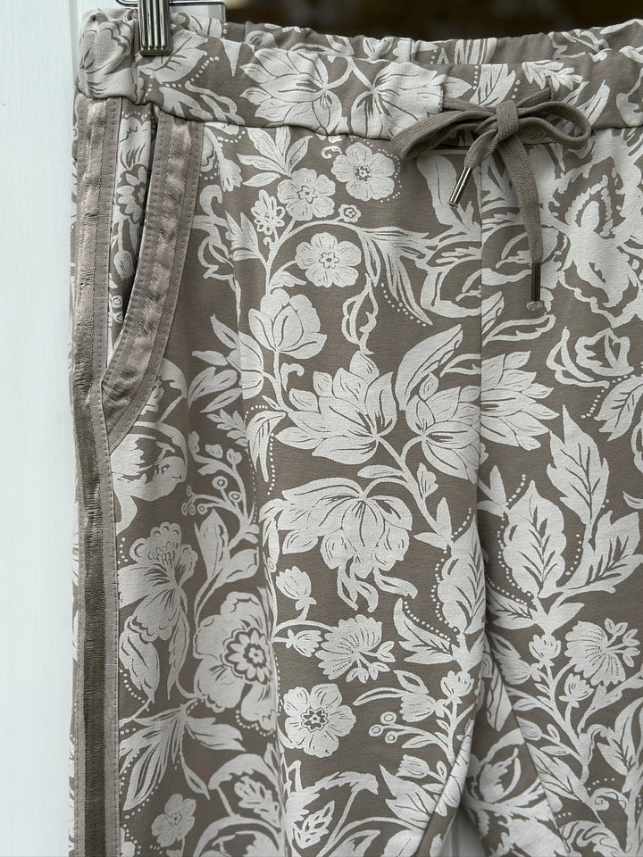 Floral Print Slim Fit Premium Trouser | Taupe