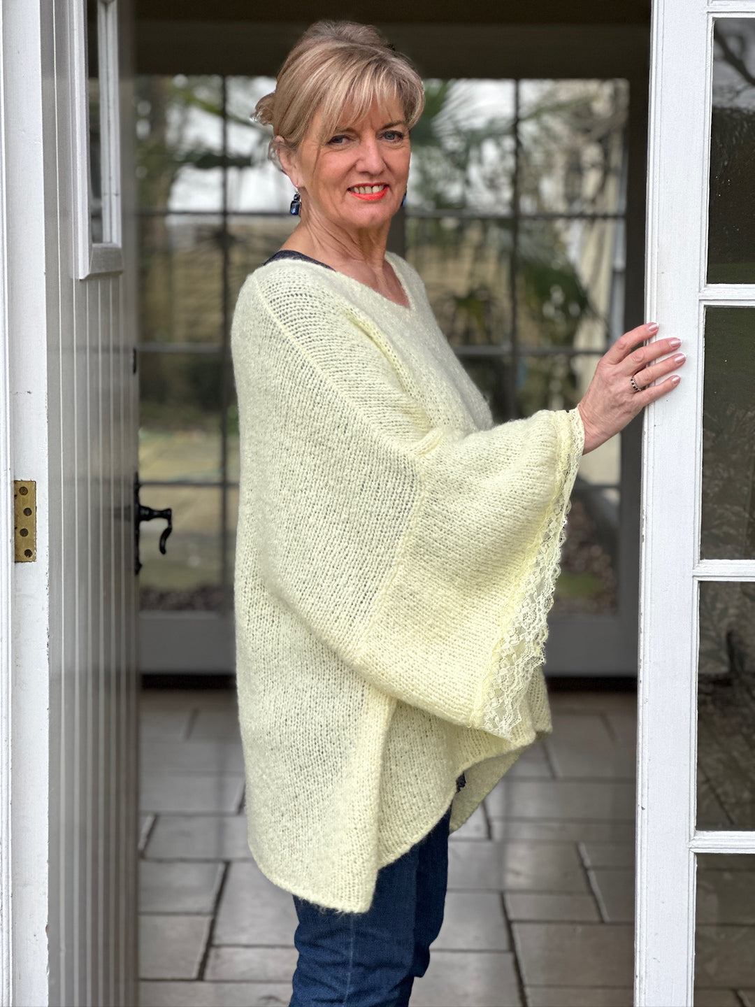 Lace Sleeve Knit Jumper | Lemon