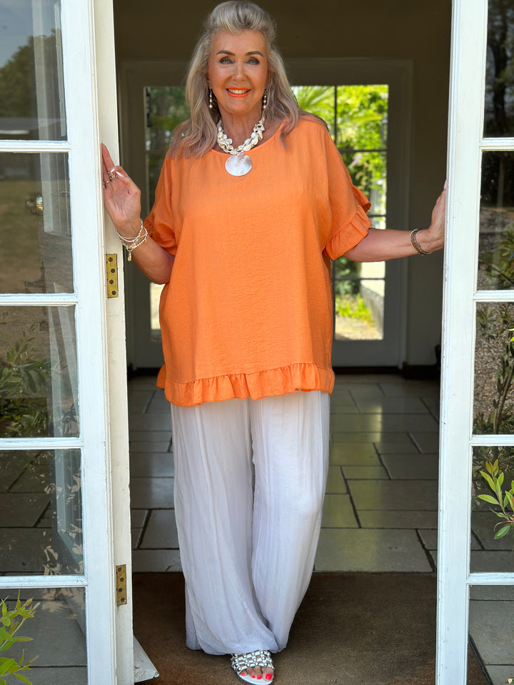 Rosie Ruffle Top | Orange