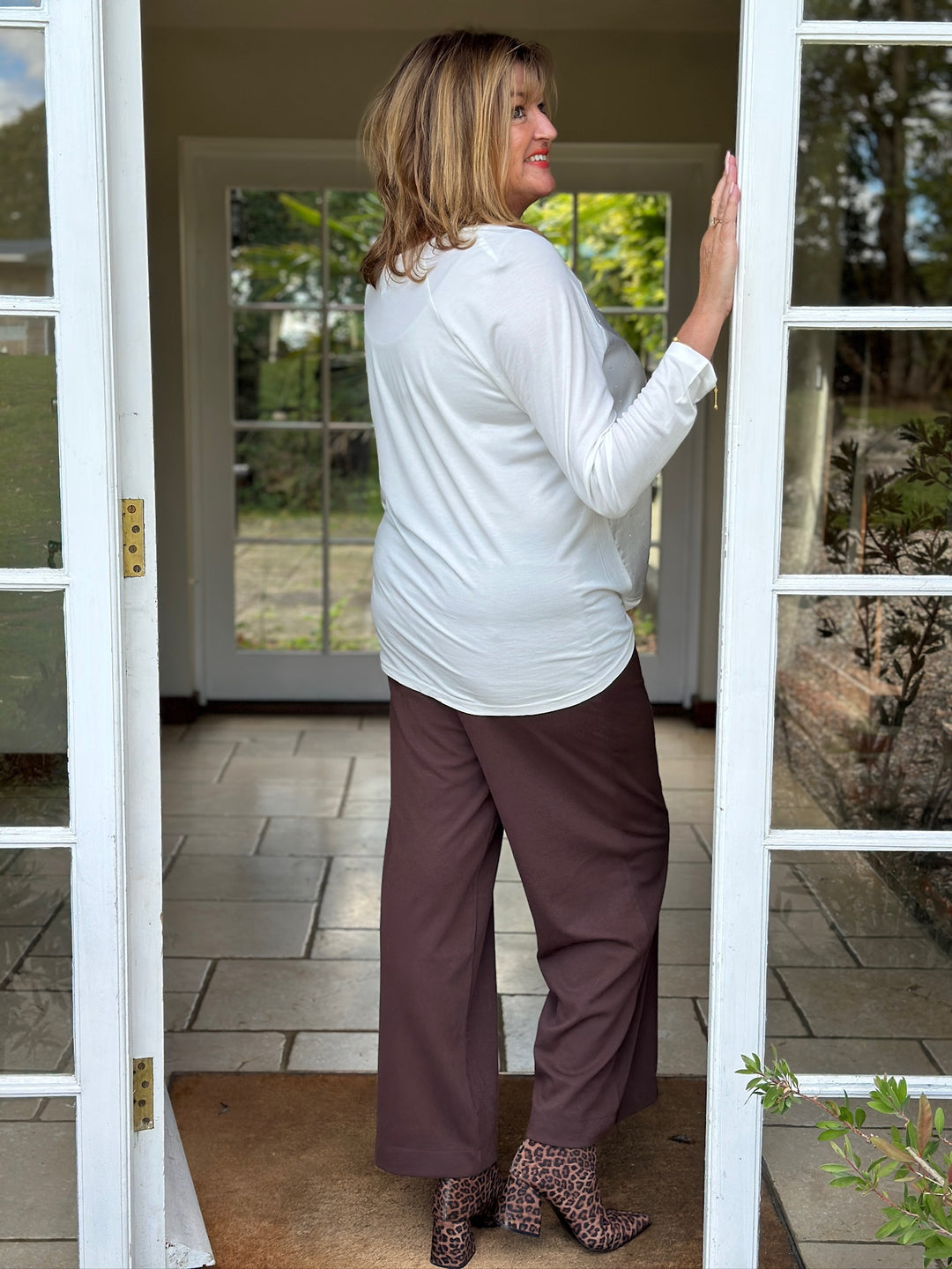 Studded Satin-Feel Front Top - Malissa J | White