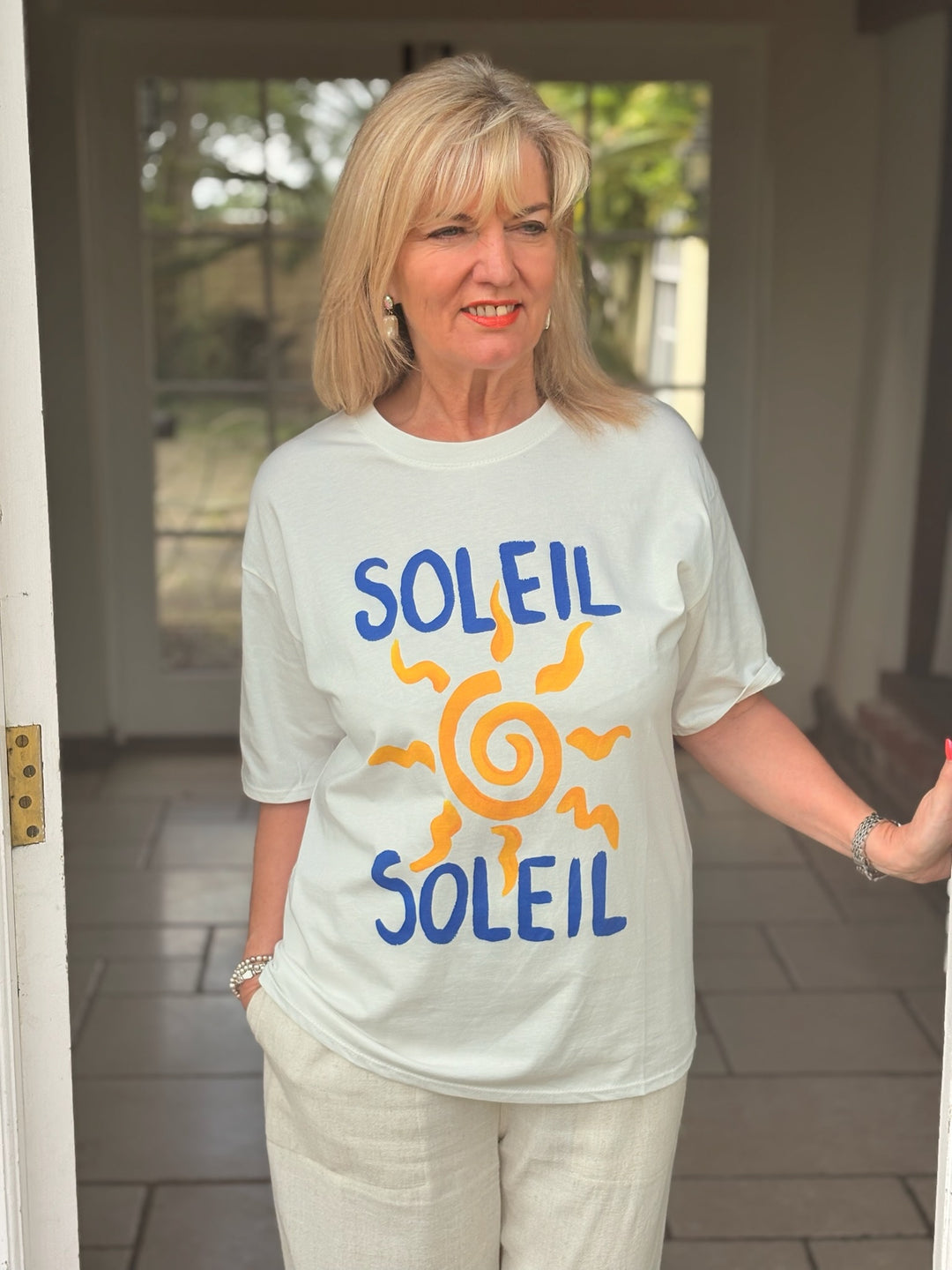 Soleil Motif T-shirt | White