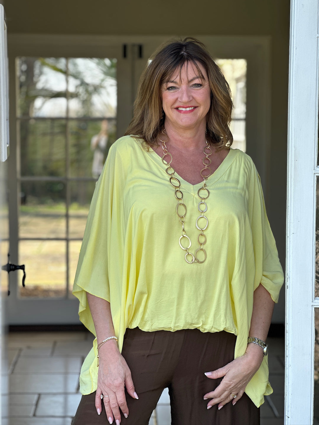 Floaty Cold Shoulder Blouse | Lemon