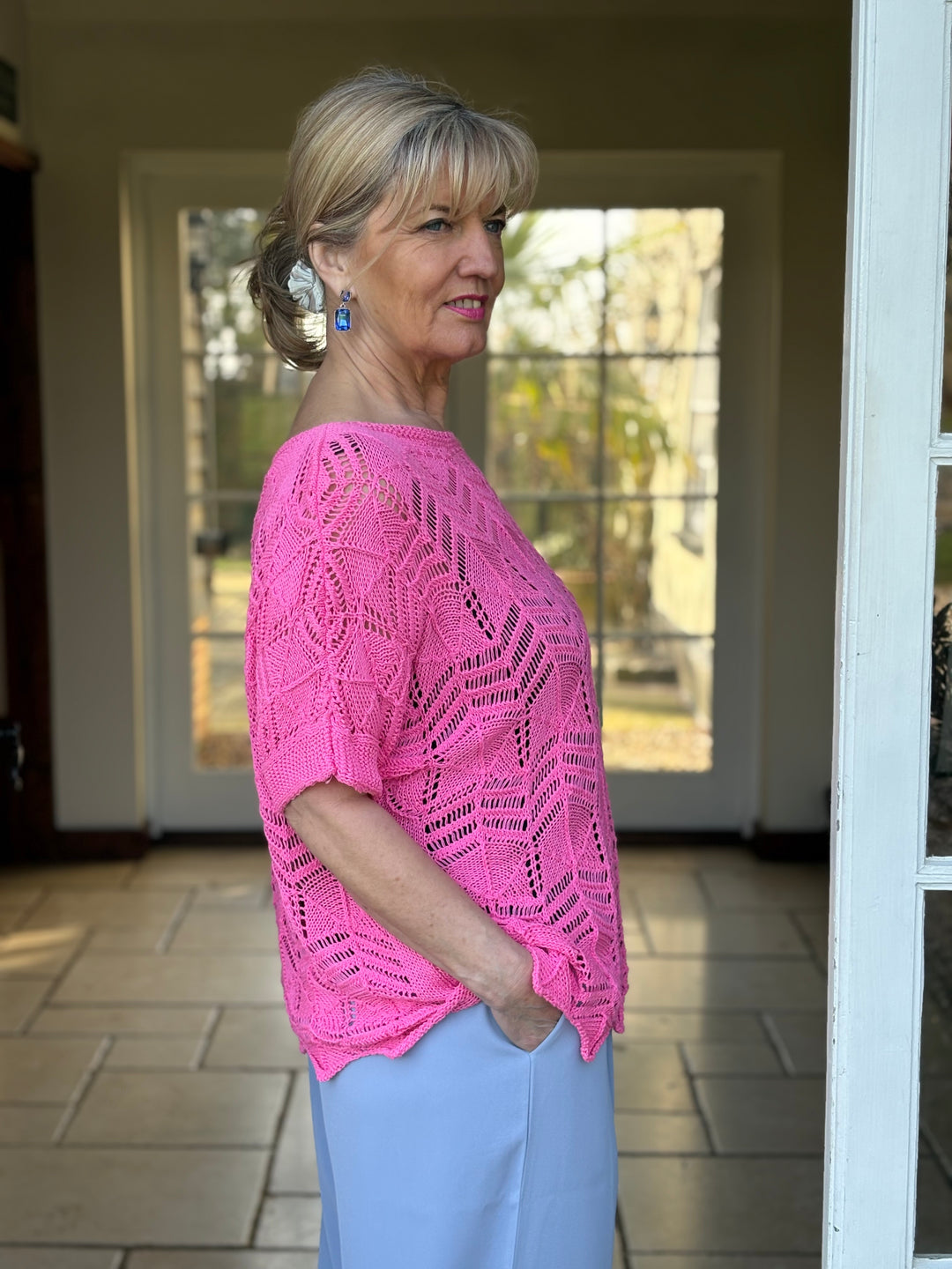 Crochet T-Shirt | Fuchsia