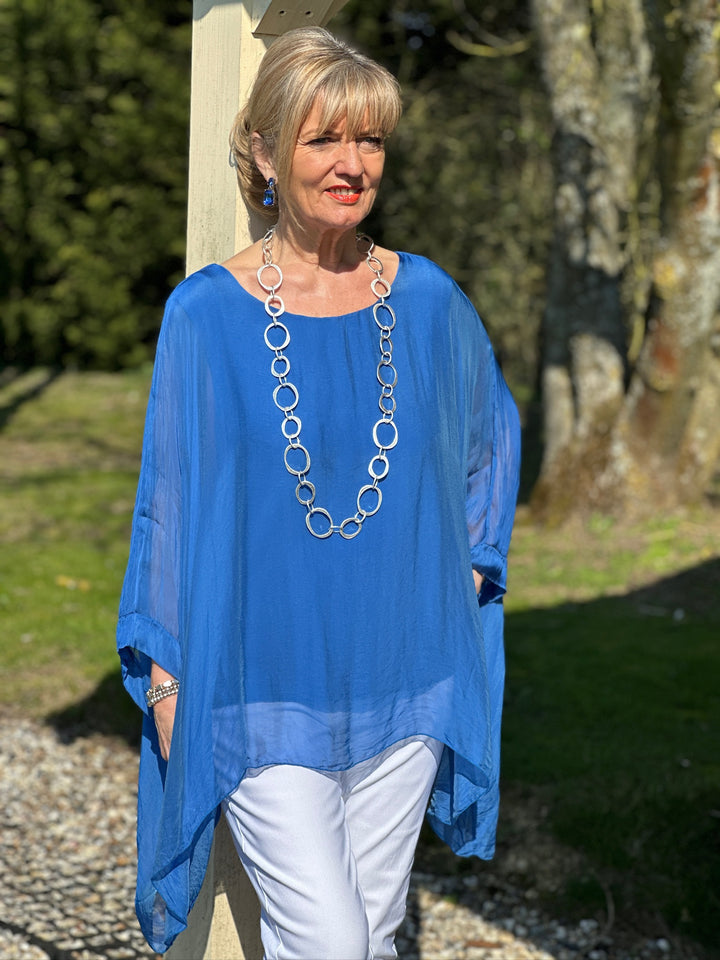 Mia Silk Blouse | Royal Blue