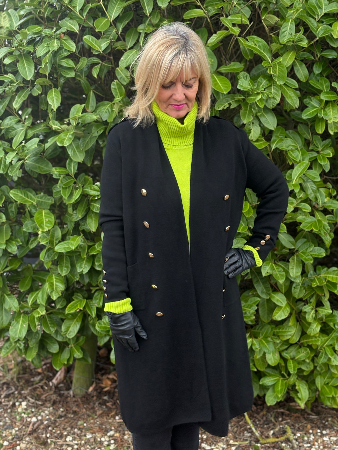 Button Detail Longline Jacket | Black