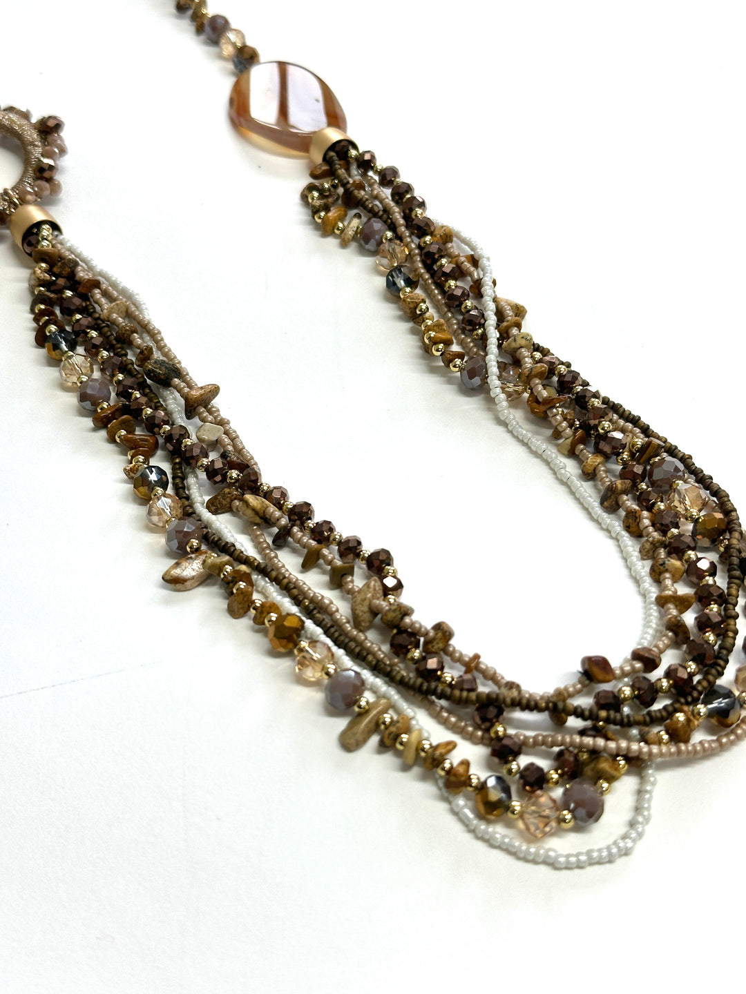 Multi-Strand Cascade Necklace | Brown